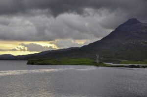 Ardvreck Castle during the golden hour