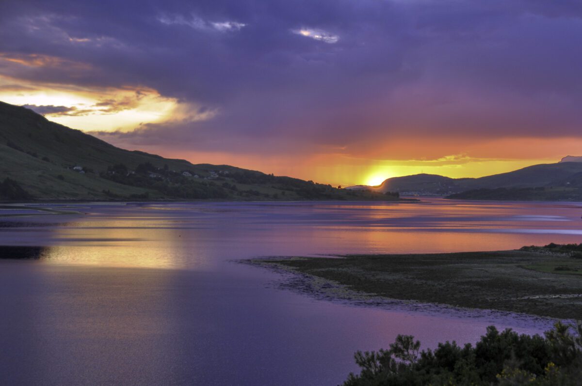 View of the Loch Broom at sunset
