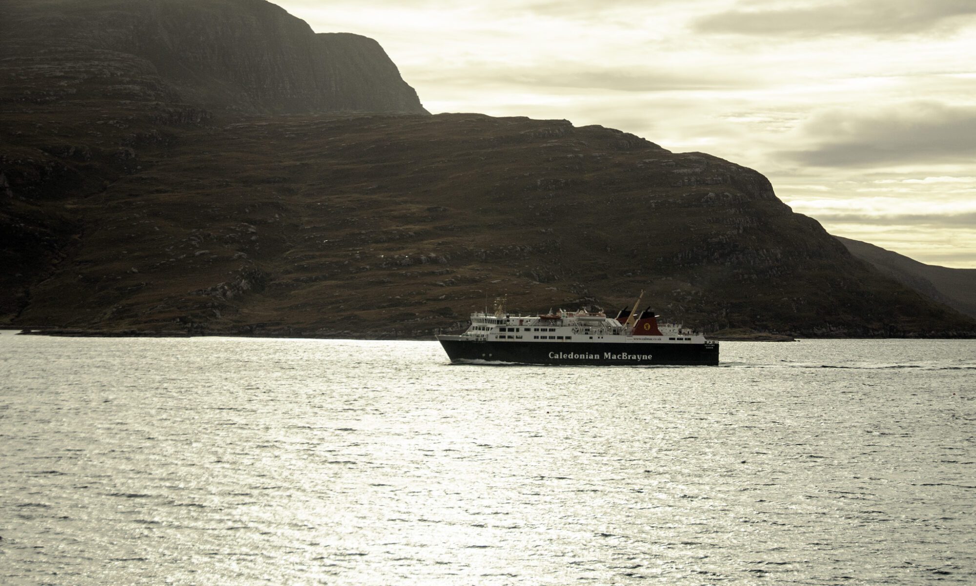 Isle of Lewis ferry from Stornoway to Ullapool near the Beinn Ghobhlach